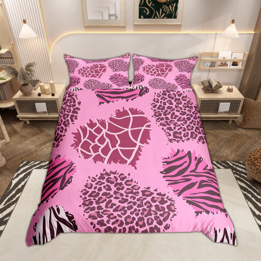 Homewish Leopard Print Duvet Cover Set Cheetah Print Quilt Cover Set Animal Theme Bedding Wildlife Bedroom Room