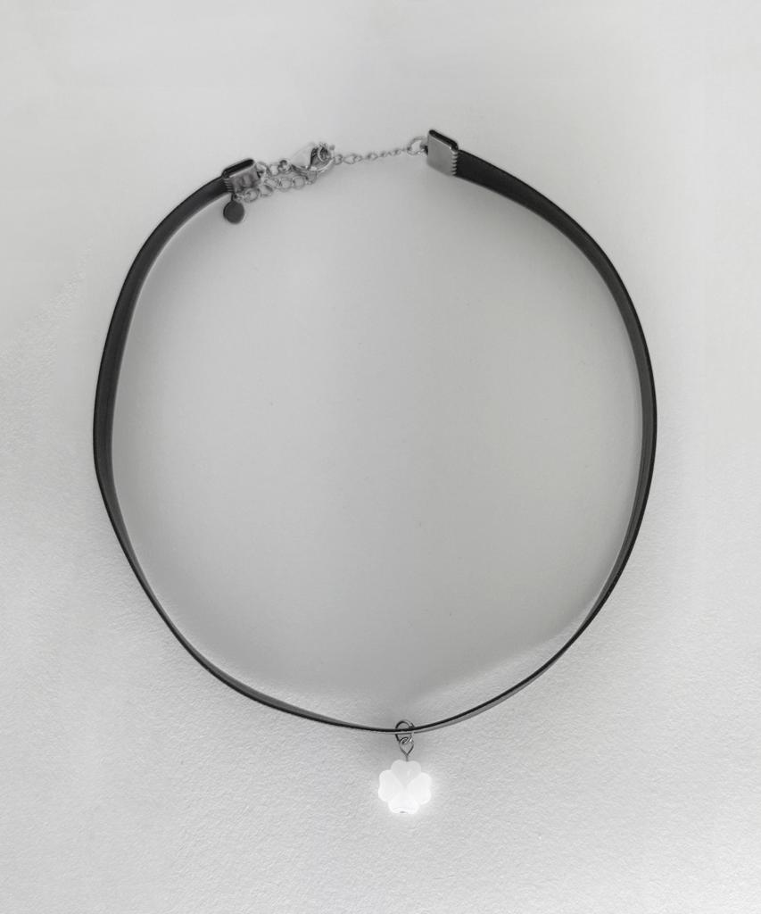 Glory_Arden Surgical Steel 2-Color Jade Pendant Choker Necklace/Ghmn-492
