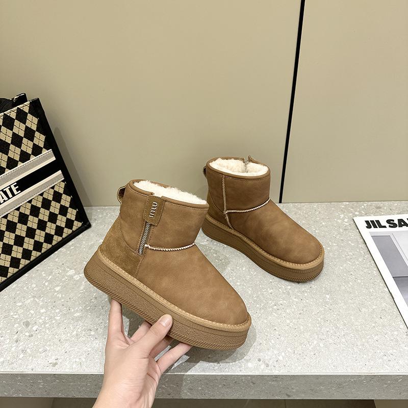 

Северо-восточные зимние ботинки короткие ботинки зимние новые бархатные утепленные кожаные на толстой подошве водонепроницаемые и нескользящие хлопковые ботинки маленькие короткие ботинки 40 верблюд