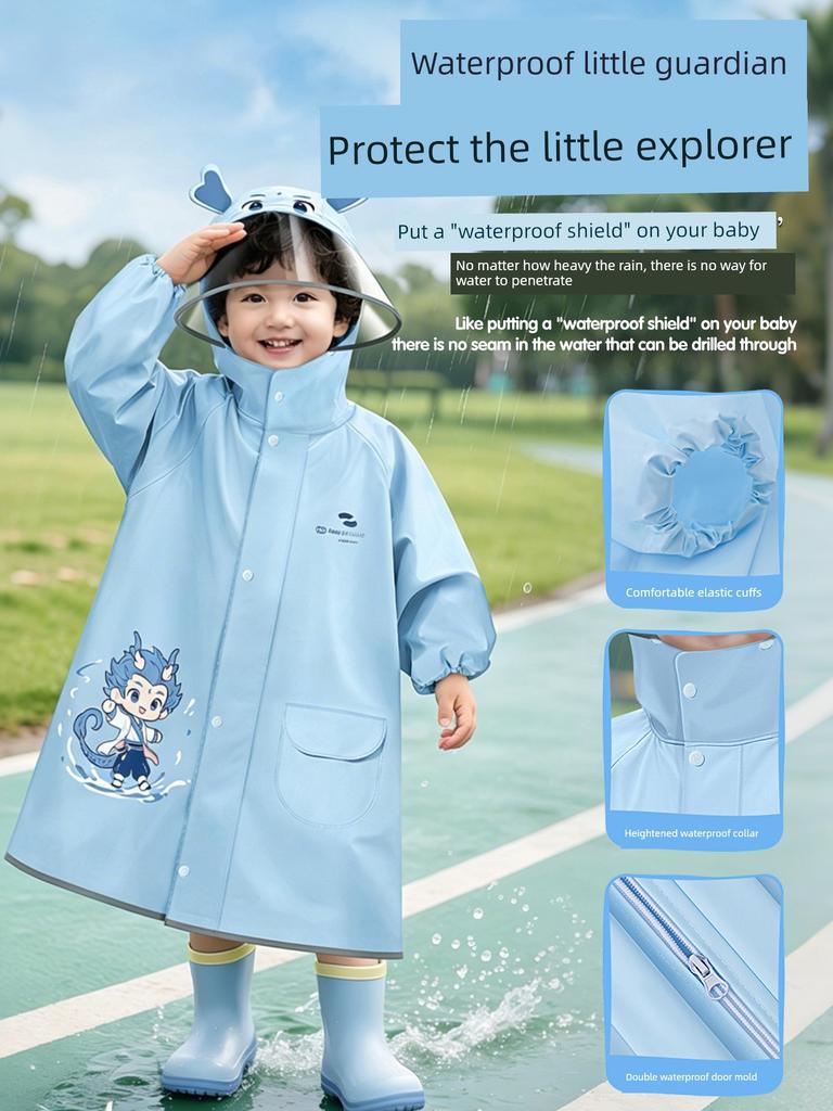 New Style Kidsren's Raincoat for Boys and Girls In Kindergarten, 2-Year-Old Boys and Girls, Rain Boots Set, Kidsren's Rain Boots Set To Protect