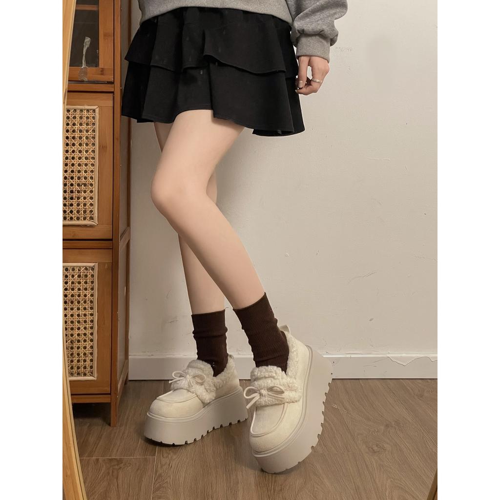 Queen Fan Warm White Fluffy Platform Cotton Shoes Women's Winter Boken Plush Boken Shoes
