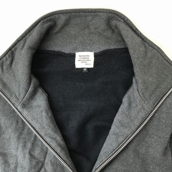 ABX High Neck Full Zip Sweat Blouson Outerwear 2 Men M Gray Ribbed Sleeves ABX(USED)