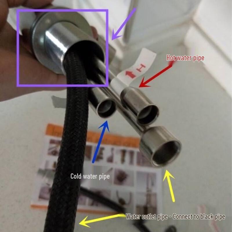 TLXT Wall-Mounted Black Pull-Out Kitchen Faucet