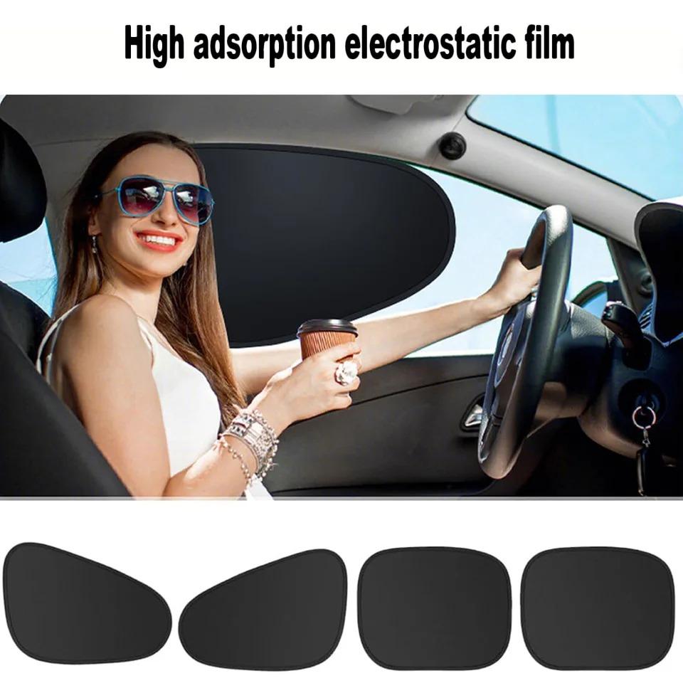 1Set Copertină Auto Autocolantă pentru Geam Lateral, Copertină de Soare pentru Mașină la Interior, Adsorbție Electrostatică, Perdea Laterală, Ecran Protector Termic pentru Mașină, Protecție Anti-Reflexie