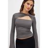 INS Trendy Double-Layer Collar Spring & Fall New Cut Out Fake Two-Piece Silm Slim Looking Micro-Pull Long Sleeves Women's T-shirt T-shirt