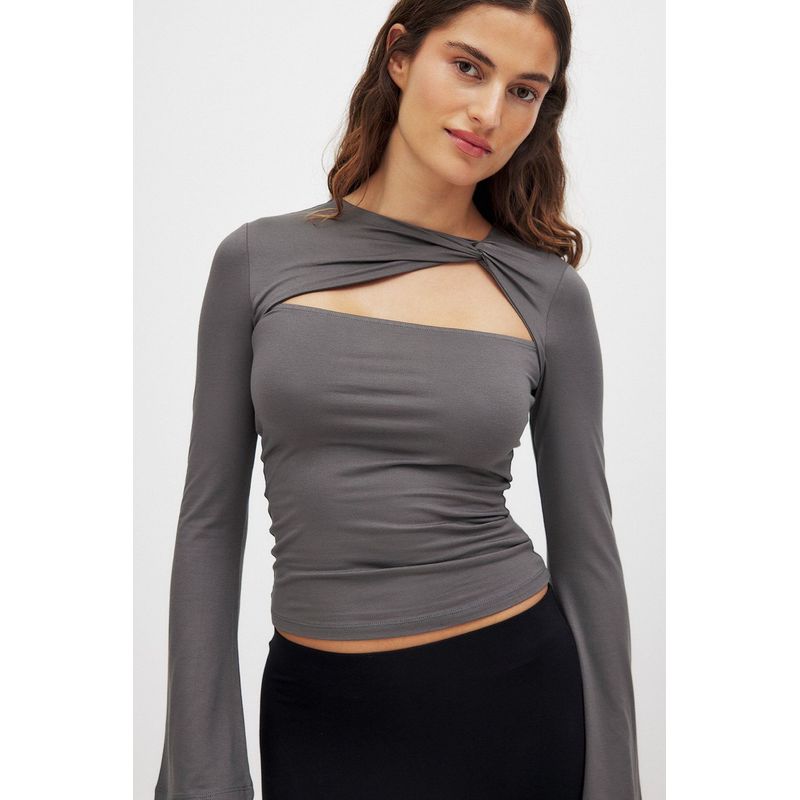 INS Trendy Double-Layer Collar Spring & Fall New Cut Out Fake Two-Piece Silm Slim Looking Micro-Pull Long Sleeves Women's T-shirt T-shirt