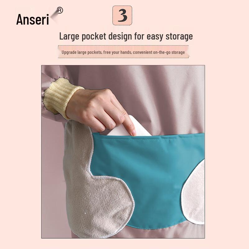 Ancai Rui Waterproof Long-Sleeved Kitchen Apron with Hand Wipes