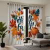 2pcs HD Hello Autumn pumpkin Maple Leaf surround decorative curtain Yellow tie digital printed curtain Home Decoration style