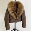 Womens Short Down Coat With Real Fox Fur Collar Lightweight Warm Winter Jacket Urban Commute Casual Wear