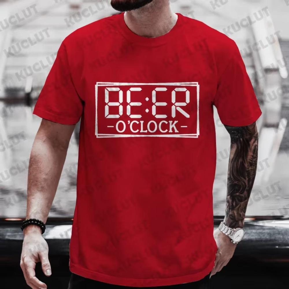Men T-shirts Beer O'clock Funny Graphic T Shirt Bachelor Party Tees Drinking Team Matching Outfit Oversized Streetwear Y2k Tops