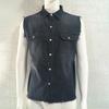 Revers Ärmellose Weste Jacke Einreiher Pattentaschen Quaste Herren Sommer Einfarbig Denim