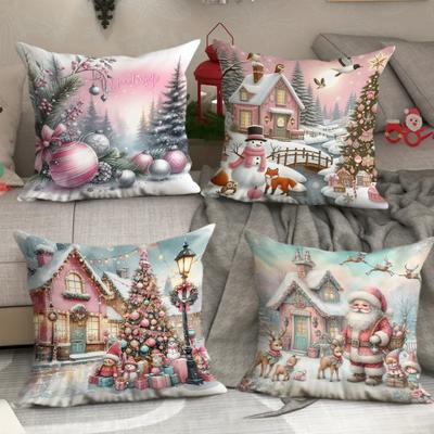 2D Printing New Christmas Pillow Cover Holiday New Decoration Living Room Sofa Cushion Pillow Cover