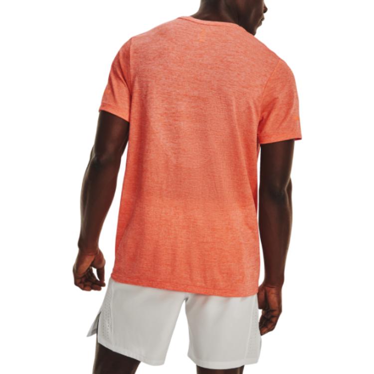 Under Armour Solid Color Crew Neck T-Shirt Men Tops Orange 1375692-848