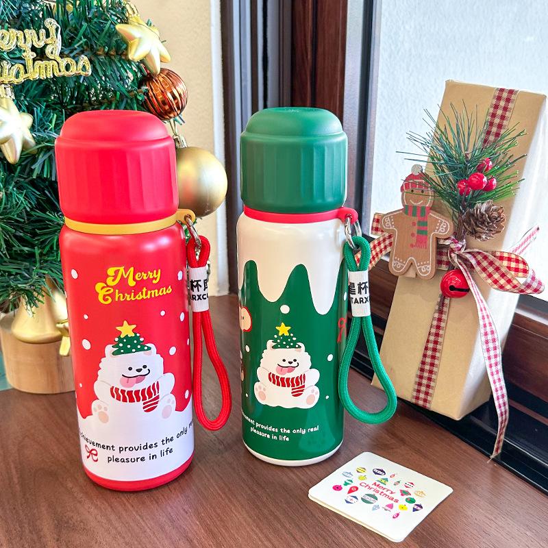 New Cartoon Stylish Thermos Drinking Cup Girls Advanced Sense Steel Cup Portable Water Cup Double Drink with Tea Glass Cup Mug