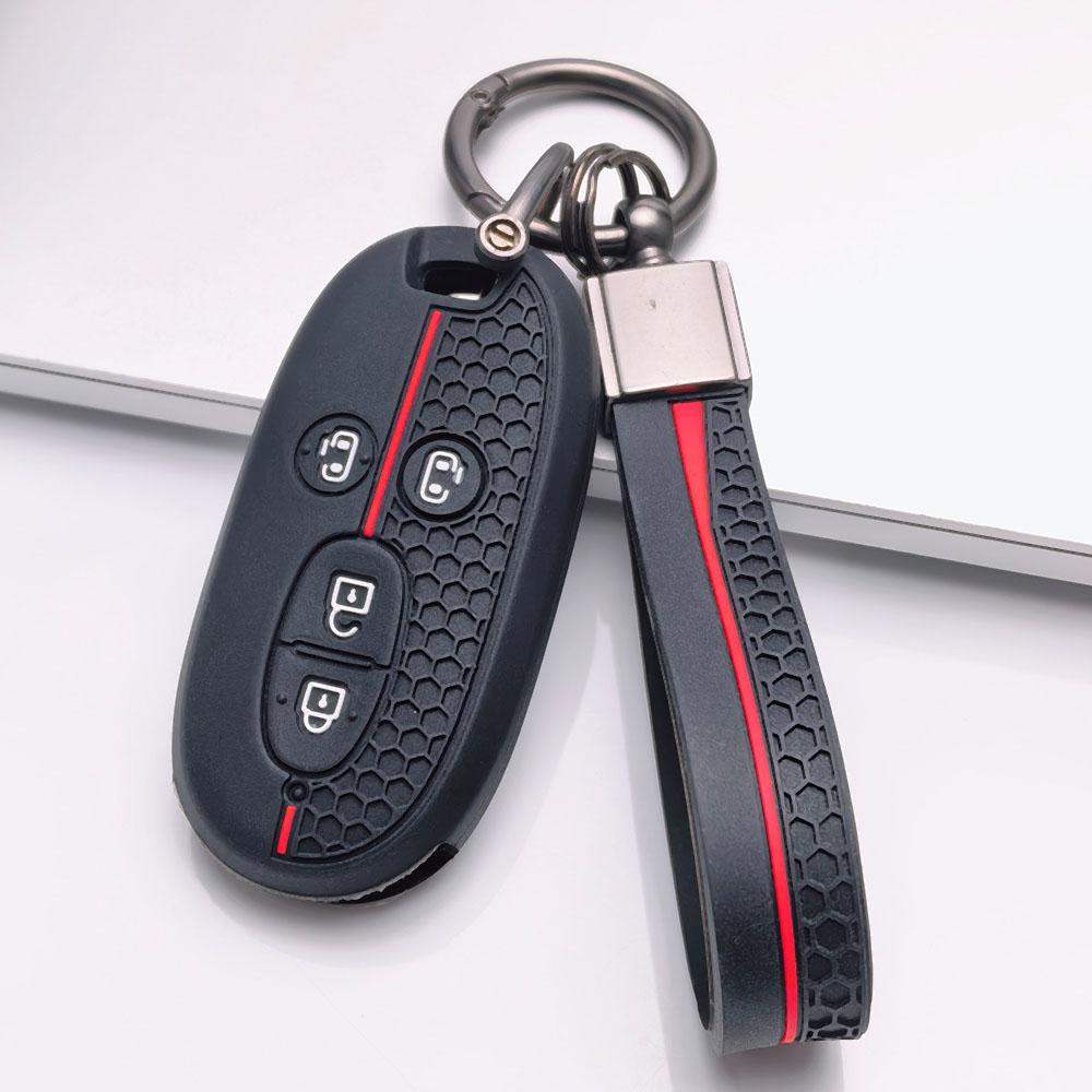 Premium Silicone Car Key Fob Cover For Suzuki Kizashi Wagon R Solio Spacia Swift With Keychain Soft Silicone Car Interior Accessories