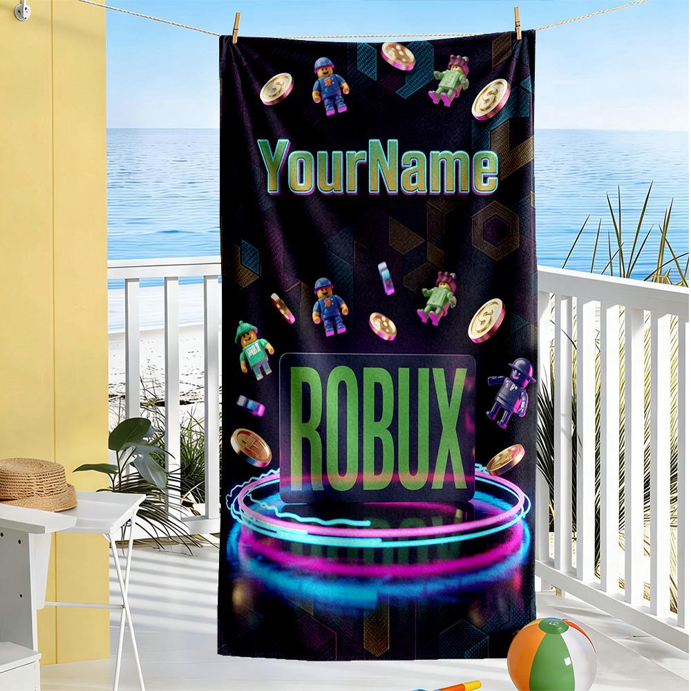 Roblox Customizable Name Beach Towel High Absorbency & Quick-Dry Suitable for Sports Travel Swimming Yoga Bathroom Beach And Pool