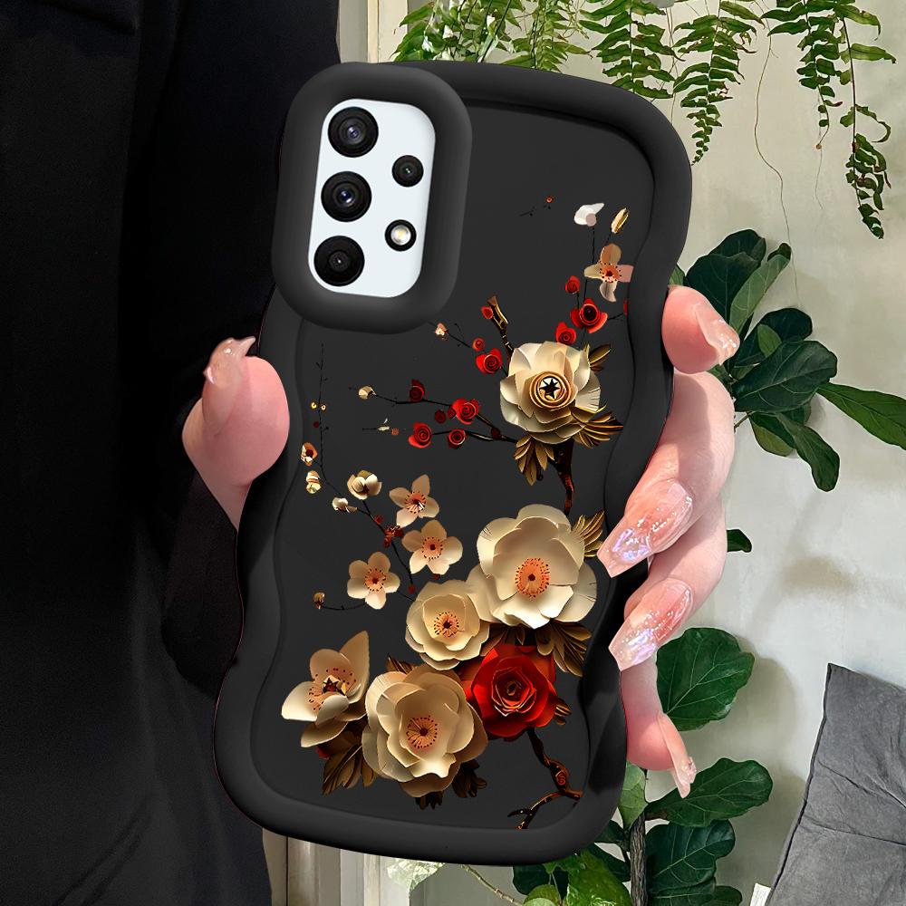 

М який силіконовий чохол Macaron Phone Case з малюнком Big Wave Edge Протиударний захисний гумовий чохол для Samsung Xiaomi Poco Redmi Samsung A13 5G чорний