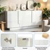 Glänzendes weißes Wohnzimmer-Buffet 160 x 35 x 60 cm 3 Türen 6 Fächer verstellbare Regale großer Stauraum moderne schicke Kommode Deko!