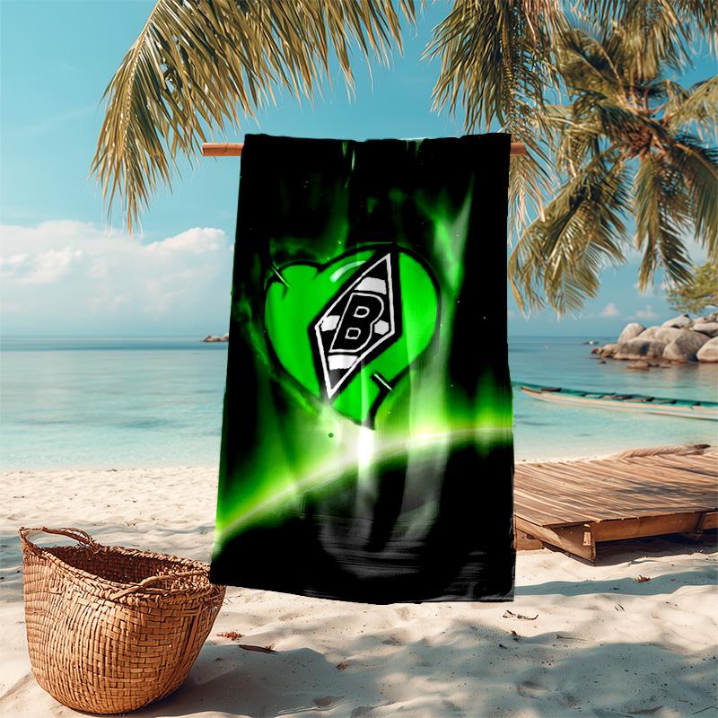 Beweis Strandtuch mit Borussia Mönchengladbach Logo Muster - weich, saugfähig, schnelltrocknend, maschinenwaschbar - perfekt zum Schwimmen, Camping, Baden