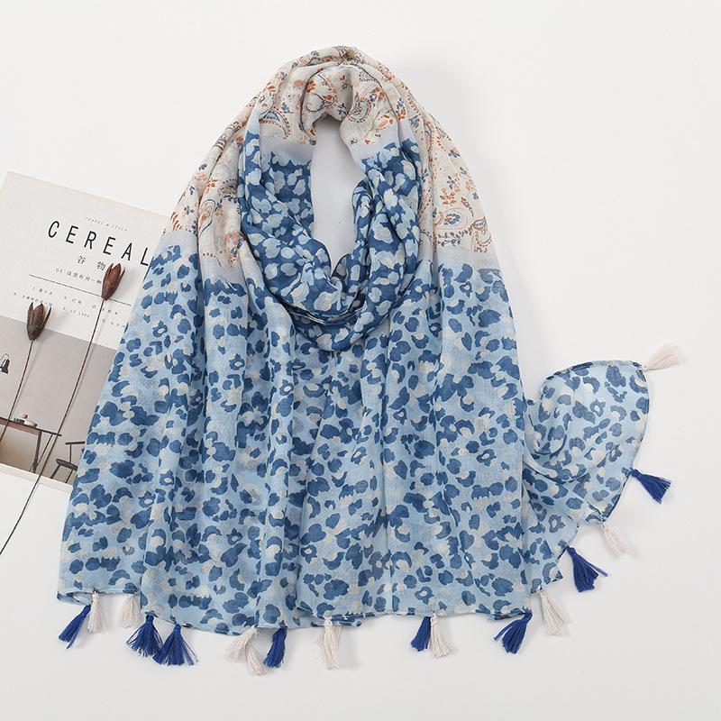 Literarischer kleiner frischer Retro-Fransenschal aus Baumwolle und Leinen, schöner bedruckter Seidenschal für Damen, japanischer Sonnenschutzschal