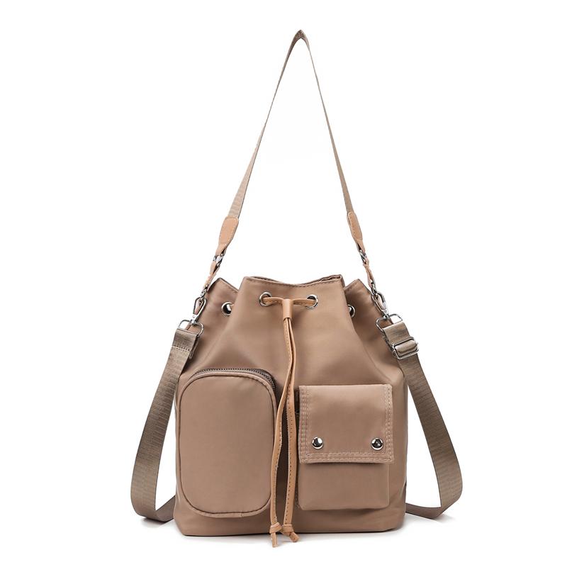 Women's drawstring bucket bag, large capacity shoulder bag, travel, leisure, cross-body bag