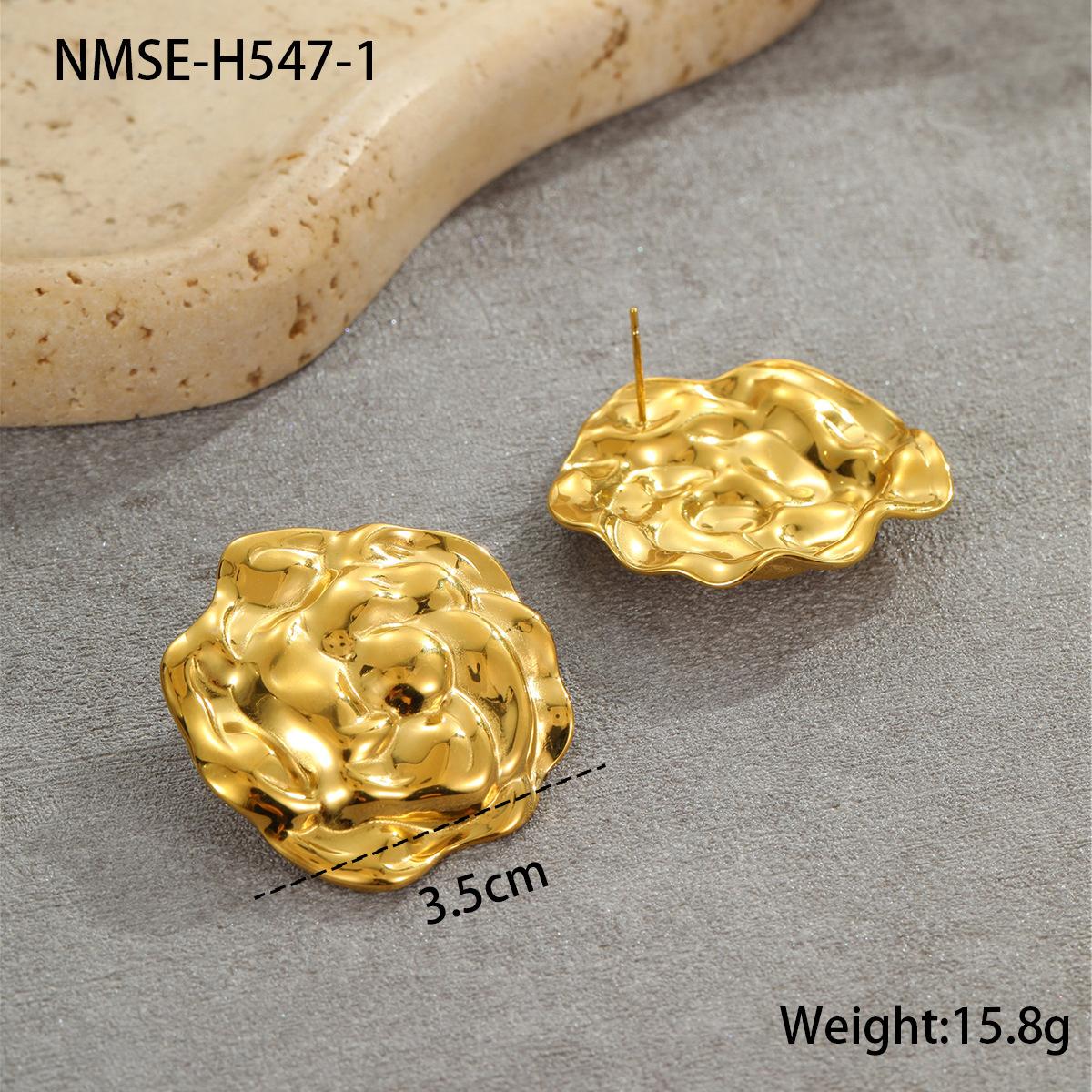 GEMCHIC Women s Vintage Gold Plated Stainless Steel Rose Flower Statement Earrings Luxury Exaggerated Floral Jewelry 18K
