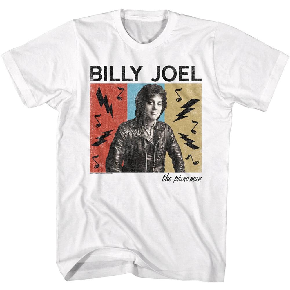 Billy Joel Photo Lightning Bolts Music Notes Men s T Shirt Rock Music Merch 3XL