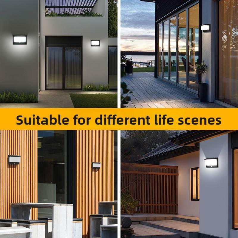 Solar LED Motion Sensor Lamp Outdoor Wall Light IP65 Waterproof Porch Solar Powered Lights Courtyard Fence Wall Decor Lighting
