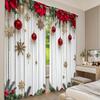 2D platt tryck 2 st Moderiktiga julgardiner Semester Jul3 Digitalt tryckta polyestergardiner Festliga gardiner för