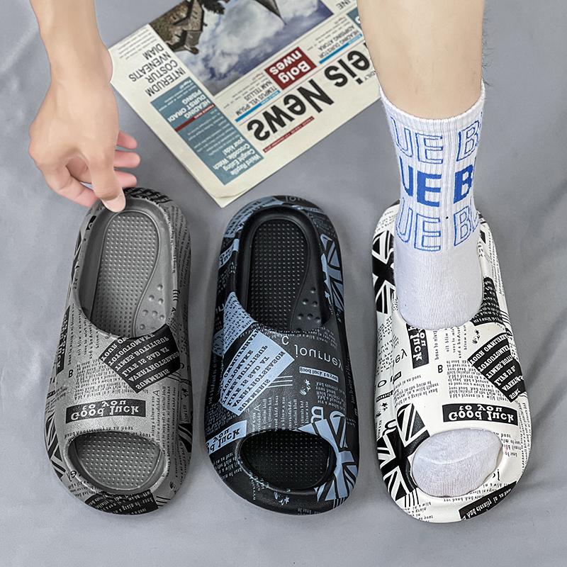 Men's Sandals New Big Size Thick-soled Casual Sports Slippers EVA Lightness Breathable Men's Shoes Graffiti Outdoor Beach Shoes