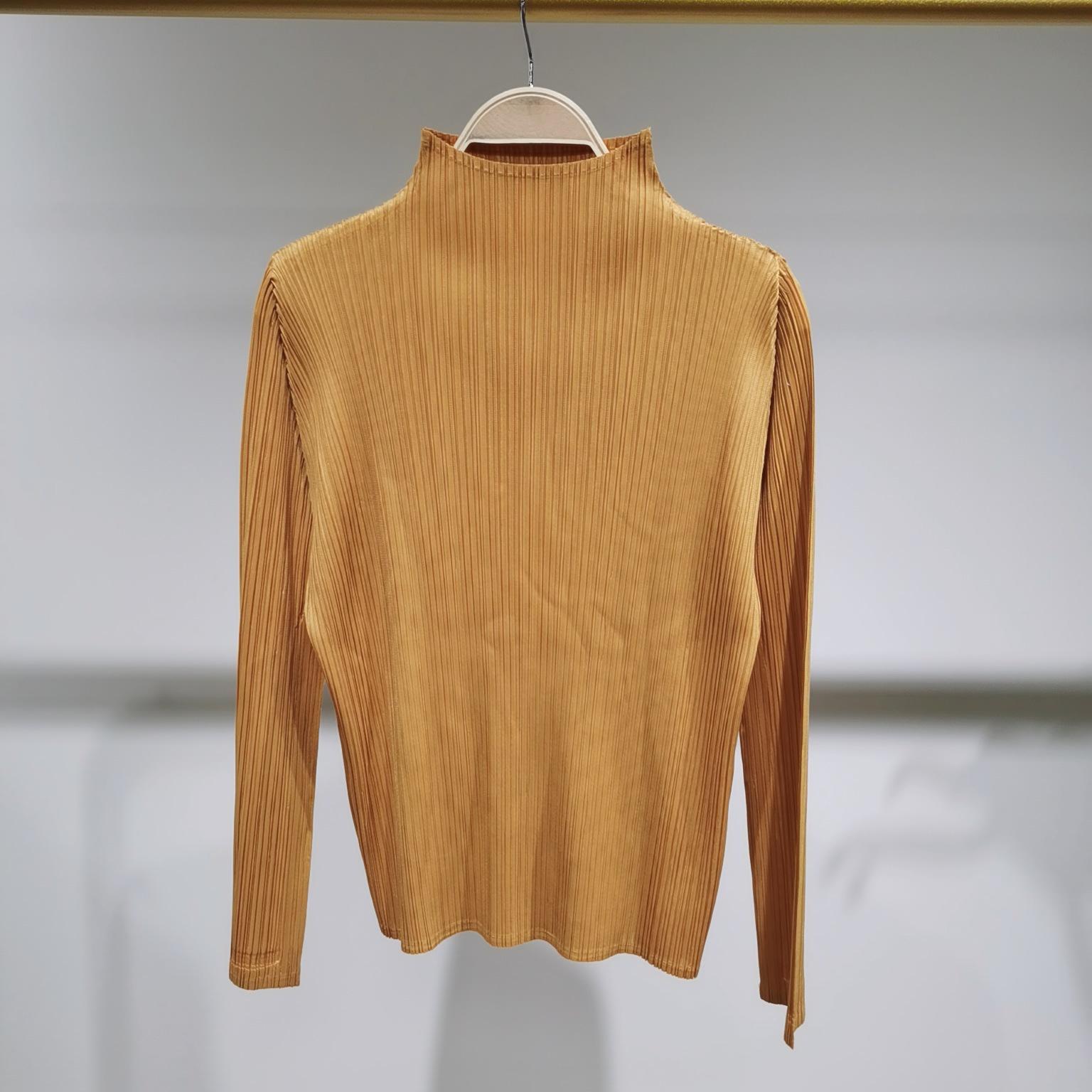 

Популярная 2024 Осень-Весна Высококачественная Плиссированная Водолазка с Длинным Рукавом, Приталенная, Большого Размера, Повседневная Рубашка One Size