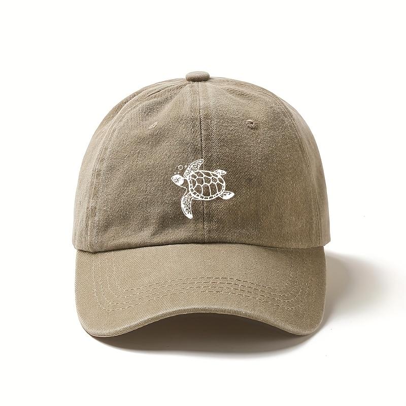 A Black Baseball Cap with Turtle Embroidery  Adjustable Lightweight Unisex Sun Hat Casual Outdoor Beach Hat