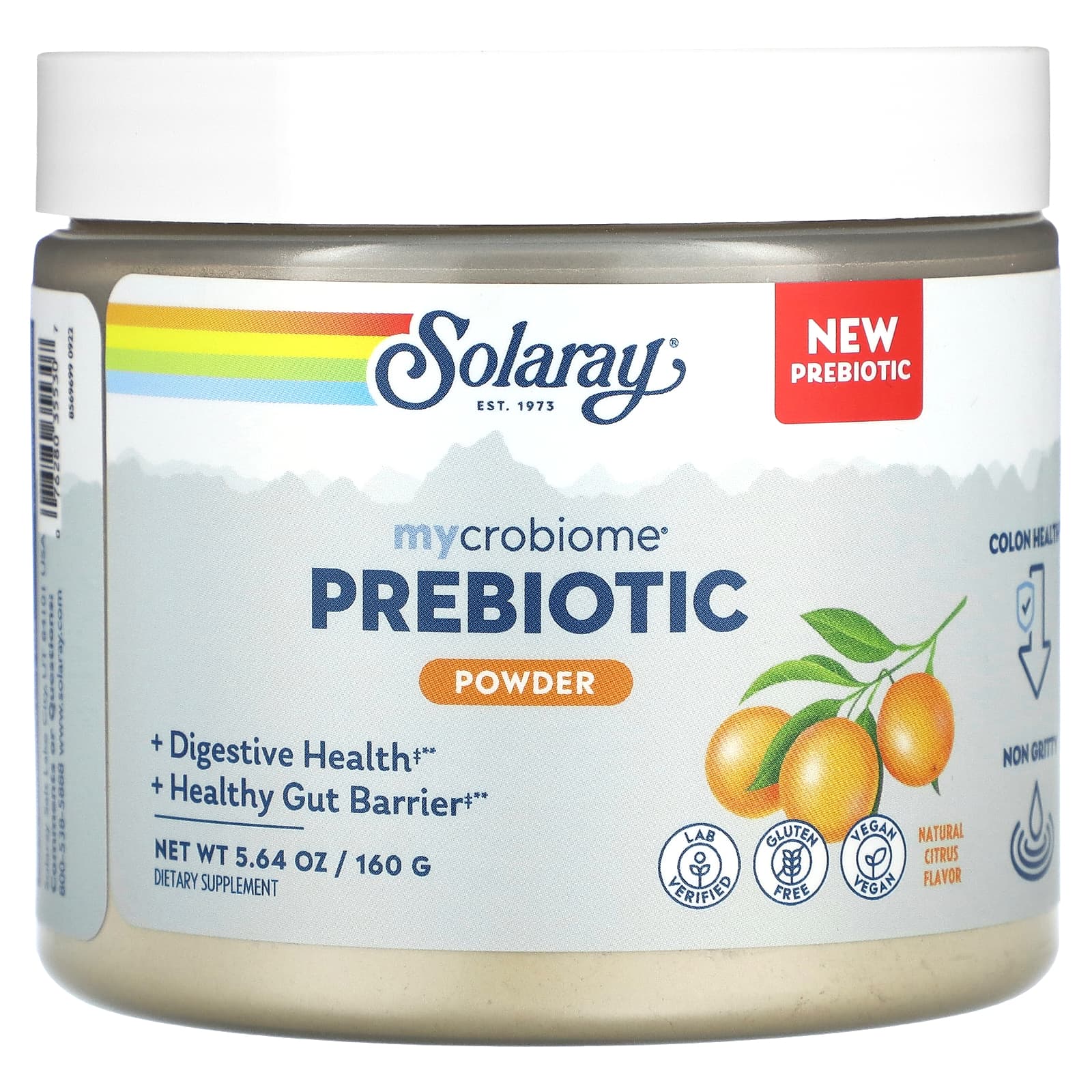 

Solaray, Mycrobiome Prebiotic Powder, Natural Citrus, 5.64 oz (160 g)