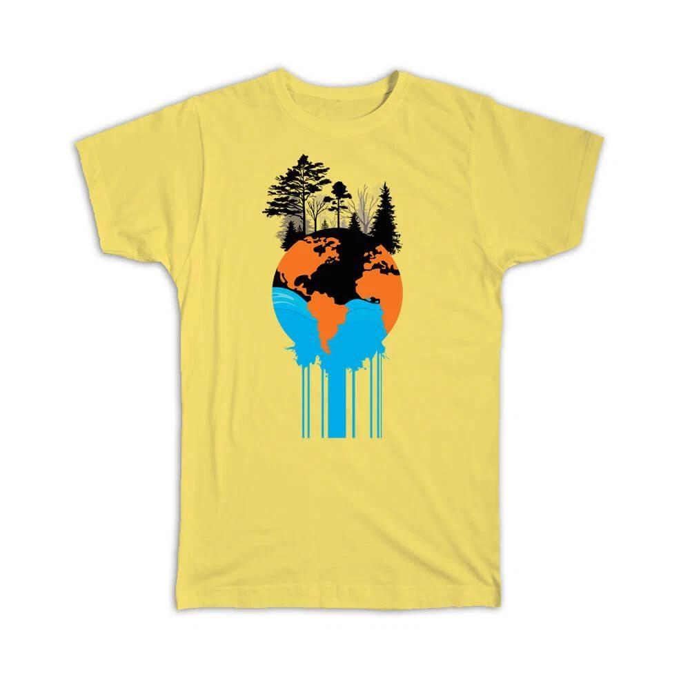 Gift T-Shirt : Eco Friendly Kraft Rustic Paper Preserve Earth Globe Ocean L