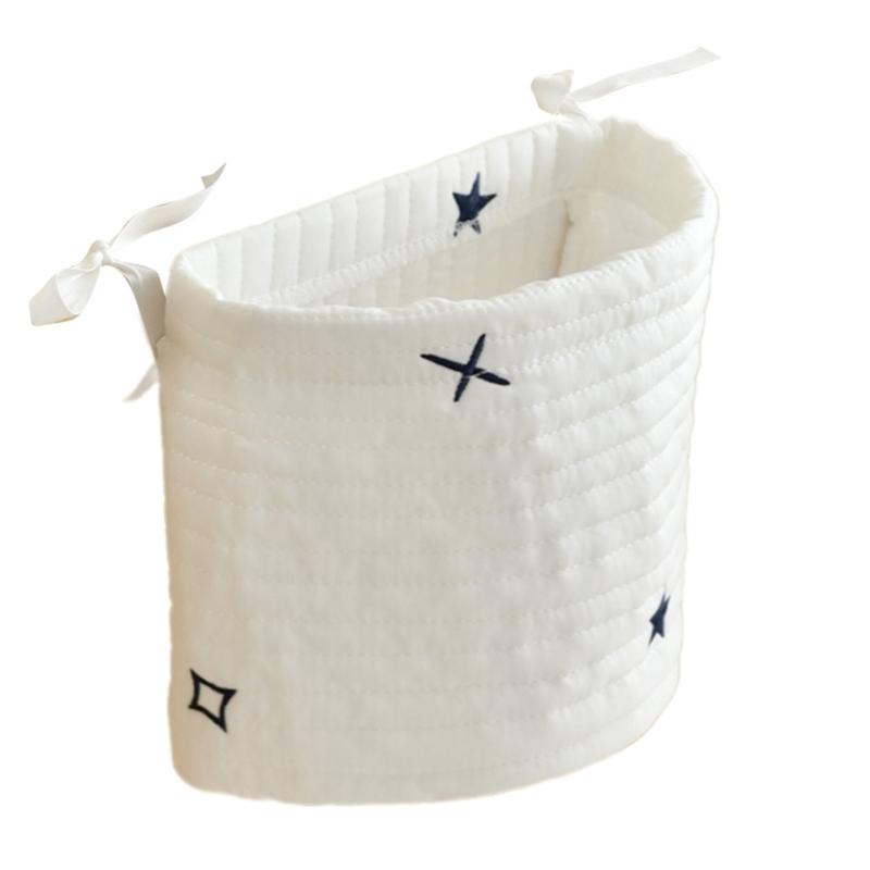 Baby Cot Hanging Storage Bag Bedside Hanging Storage Pocket Cotton Bag for Organizing Diapers & Toy Beside this crib