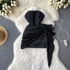 Elegant Socialite Asymmetrical Pleated Dress Tube Top