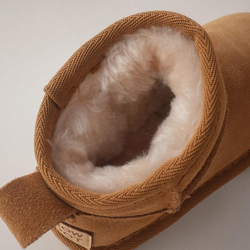 Children Boots Girl's  Chic Geniune Leather Princess Short Boots Boy's Warm Plush Winter Snow Boots Size 21-40