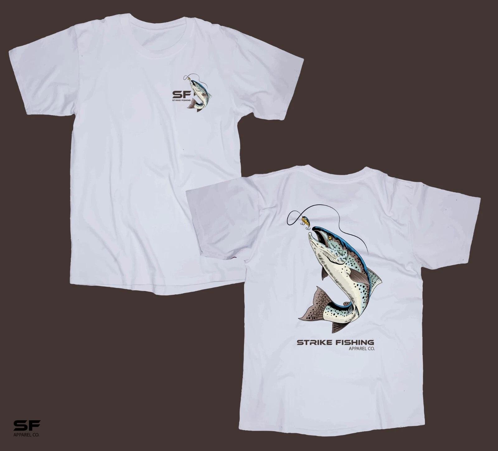 

Strike Fishing Trout white T-shirt Boating River Fish Norfork AR Marina Boatdock 4XL