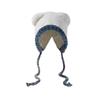 Fashion Bear Ear Knitted Woolen Hat Windproof Thickened Beanies Cap Keep Warm Ear Protection Cap for Women