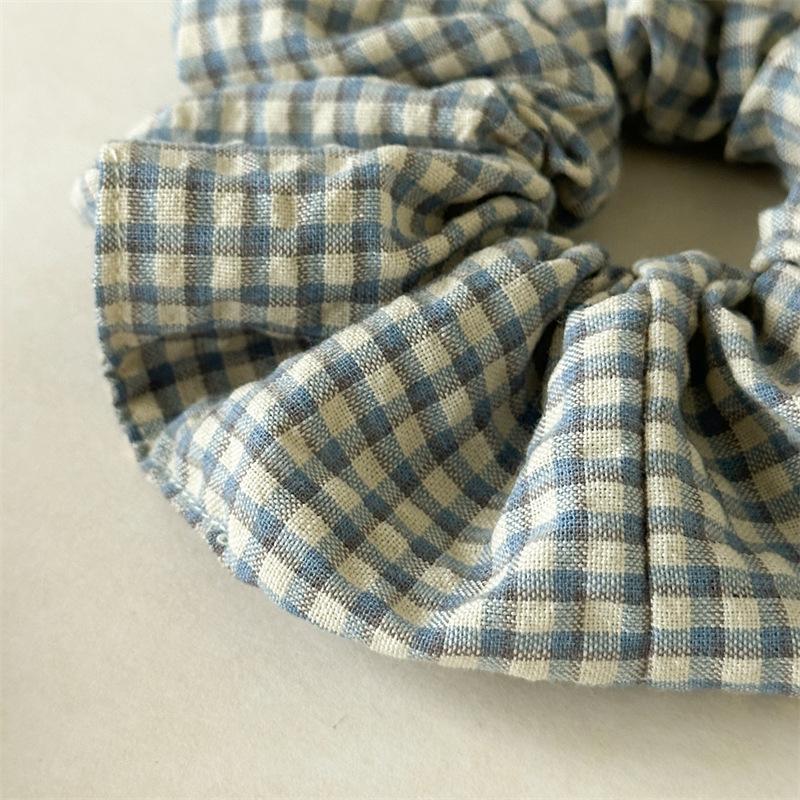 Lassic British Style Plaid Scrunchies Cotton Linen Feeling Hair Ties Minimalist Checkerboard Hair Rope For Professional Women