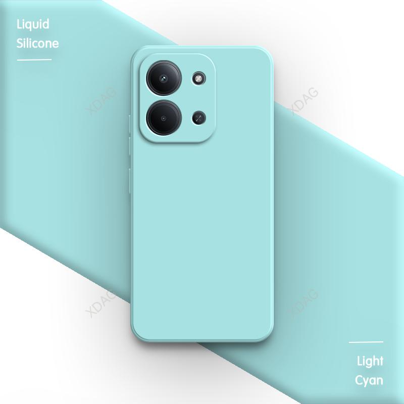 Original Soft Phone Case for Redmi 15C 15R 4G 5G 171mm 173mm Square Cute Liquid Silicone Simple Lens Protection Back Cover Funda