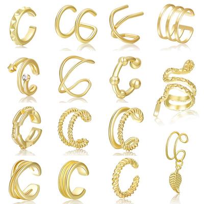 15-Piece Fashionable Leaf and Snake Ear Cuff Set: No Piercing Required, Elegant Earring Accessories for Women