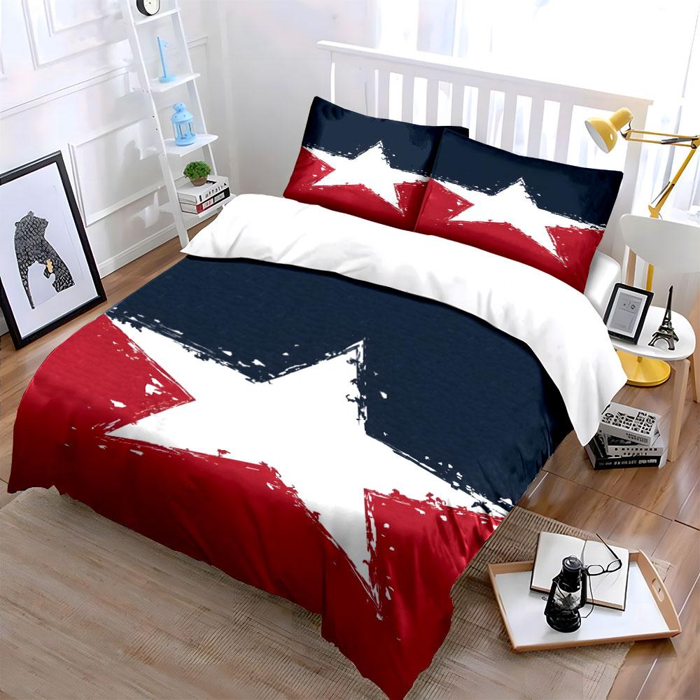 White star, red background. Bedding sets Duvet cover sets Duvet covers Pillowcases(1*Duvet Cover 2*Pillowcases without duvet insert)