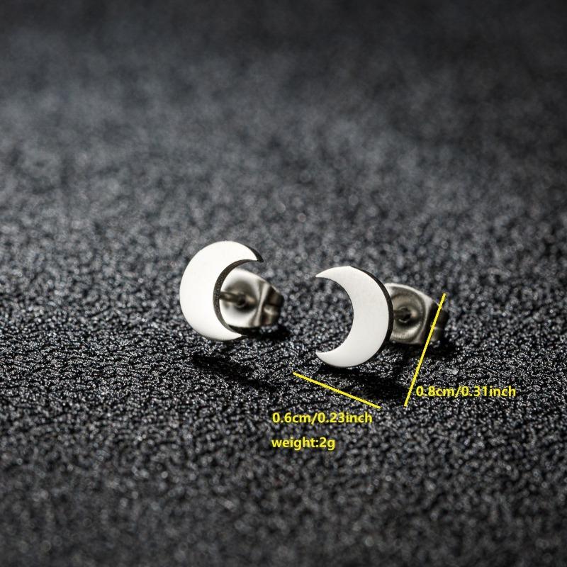 Women Matte Gold Crescent Moon Shape Minimalist Stud Earrings