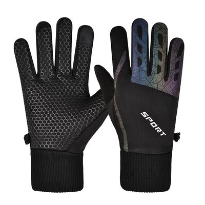 Outdoor Cycling Gloves Men's and Women's Autumn and Winter Velvet Warm Waterproof and Non-slip Touch Screen Driving Running Sports Gloves