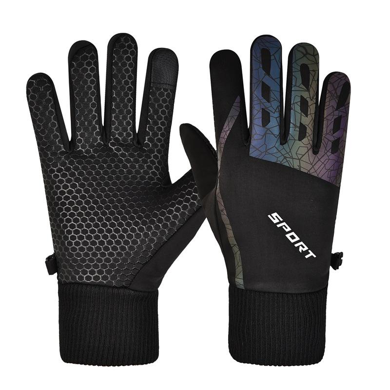 Outdoor cycling gloves men's and women's autumn and winter velvet warm waterproof and non-slip touch screen driving running sports gloves