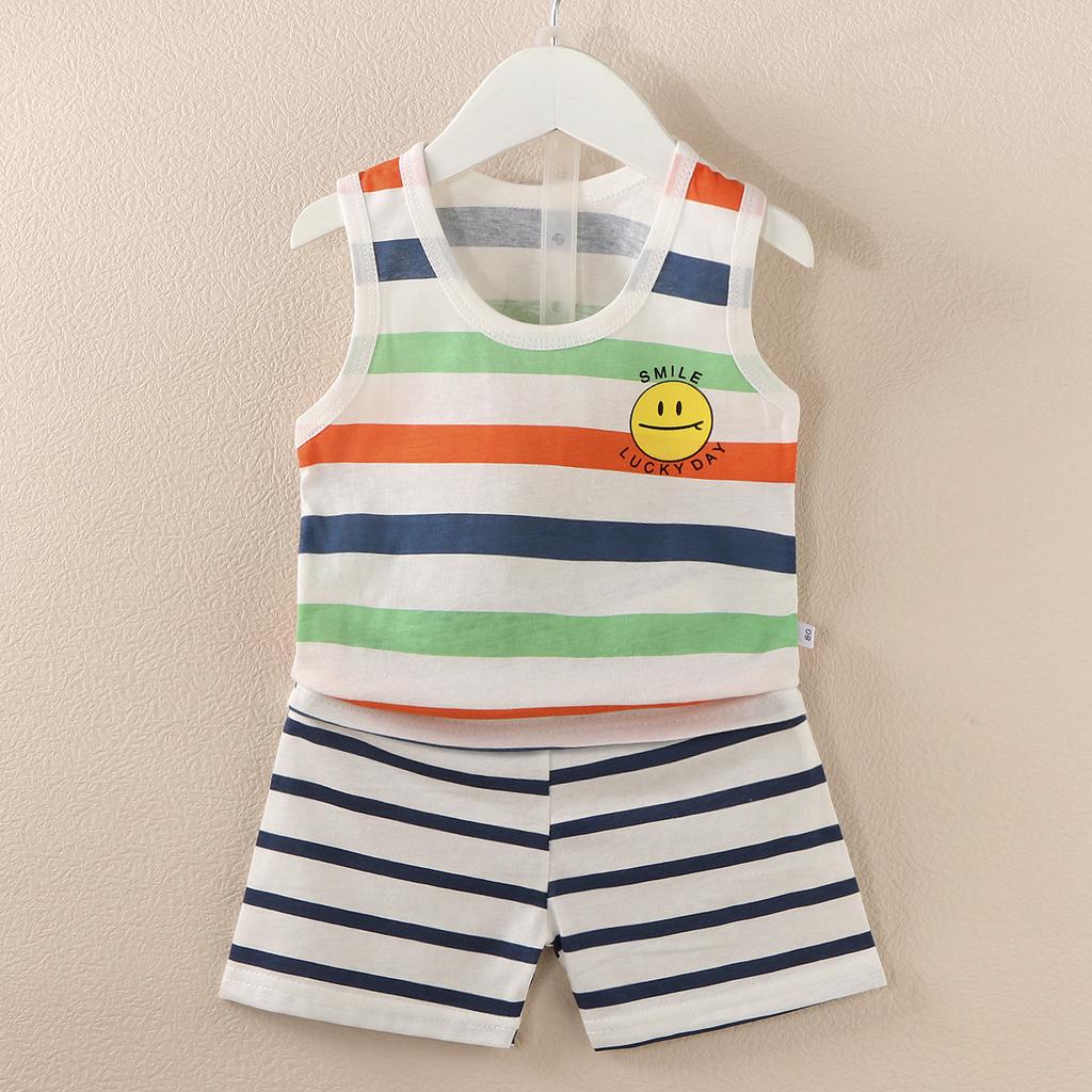 Koreańska wersja zestawu kamizelki dla dzieci Nowy chłopięcy i dziewczęcy dziecięcy kreskówkowy cienki zestaw bez rękawów kamizelki i szortów modny