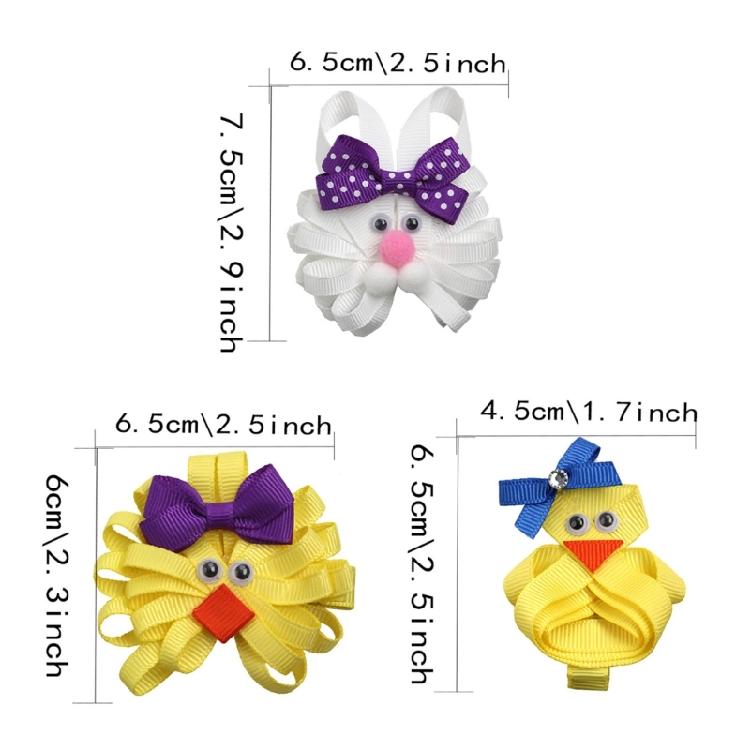 Lovely Hair Barrette Easter Festival Bunnies/Chick Hair Clip with Bowknot For Little Girl and Adult Holiday Theme Headwear