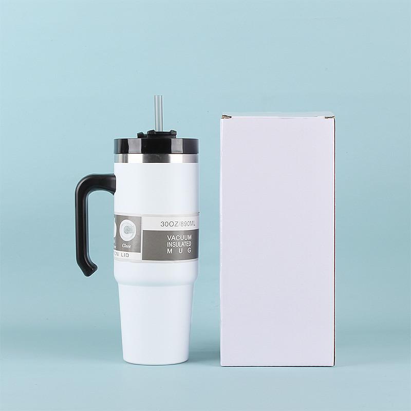 30oz Tumbler With Handle And Straw Lid Stainless Steel Insulated Tumblers Travel Coffee Mug For Hot And Cold Beverages