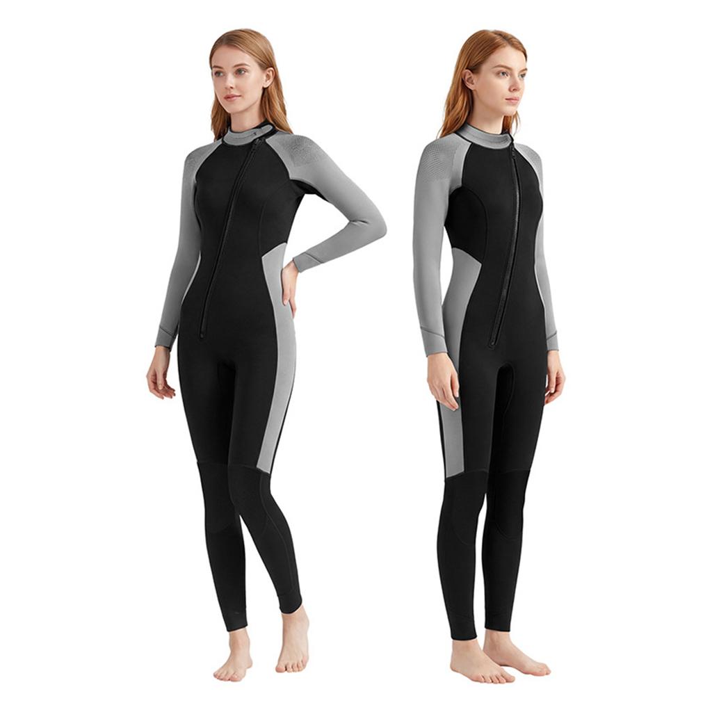 3MM Womens Wetsuit Full Body Surfing Swimwear Thickened Warmth Cold Proof Snorkeling Winter Swimming Wet Suit Black